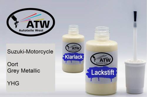 Suzuki-Motorcycle, Oort Grey Metallic, YHG: 20ml Lackstift + 20ml Klarlack - Set, von ATW Autoteile West.